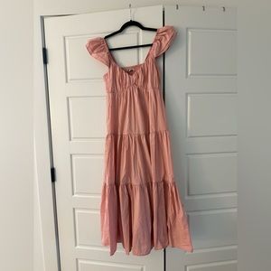 Abercrombie Ruched Flutter Sleeve Maxi Dress